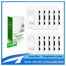 10PK 3-Way Dimmer Light Switch for 150W LED CFL Light 600W Incandescent 15A 120V