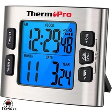 Versatile 24-Hour Digital Timer with Backlit Display - Cooking & Kids Activities