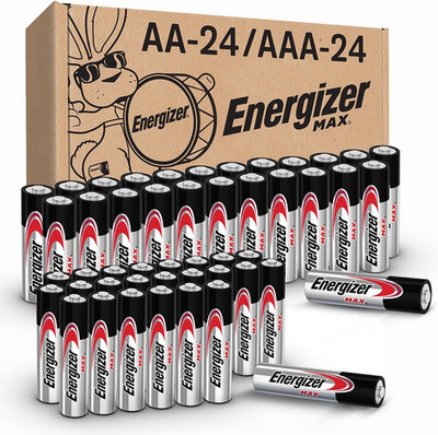 48 Count, Combo Pack Contains 24 Max Double A and 24 Max Triple A Batteries