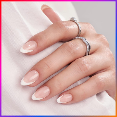 French Press On Nails Short Almond Nude 32 Stück Künstliche Fingernägel für