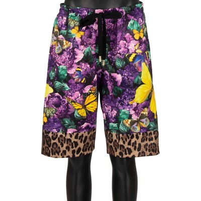 DOLCE & GABBANA x DJ KHALED Shorts Schmetterling Leopard Print Lila Gelb 11370