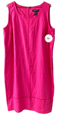 VINTAGE NWT Valerie Stevens  100% Linen L Shift Dress Sleeveless Career Event
