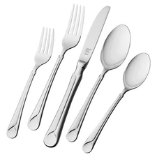 45 Piece Silver Flatware Set Service for 8 Elegant 18 10 Stainless Steel Design