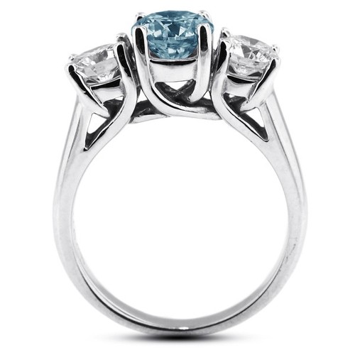 1.16ct Blue SI1 Round Natural Certified Diamonds 14k Classic Engagement Ring - Picture 9 of 11