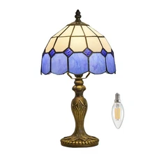 Tiffany-Style 8 Inch Table Lamp Mediterranean Series Stained Glass Lampshades...