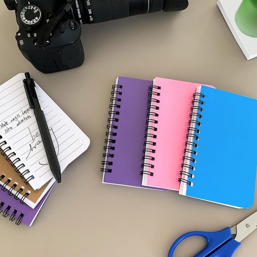 6 Pack Small Spiral Notebook Pocket 3x5 Notepads With COLOR - Picture 3 of 8
