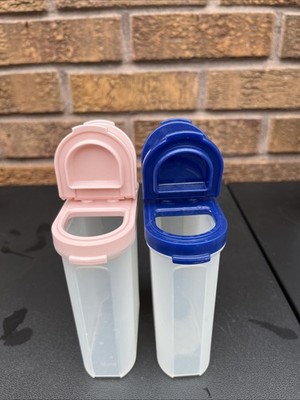 2 Vintage Tupperware Small Blue & Pink Spice Shaker Containers Modular Mates