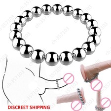Men Enhance Penis Chastity Ring Weight Magnetic Ball Stainless Steel Stretcher