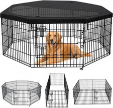 Foldable Metal Dog Exercise Pen/Pet Puppy Playpen Kennels Yard Fence Indoor/Outd