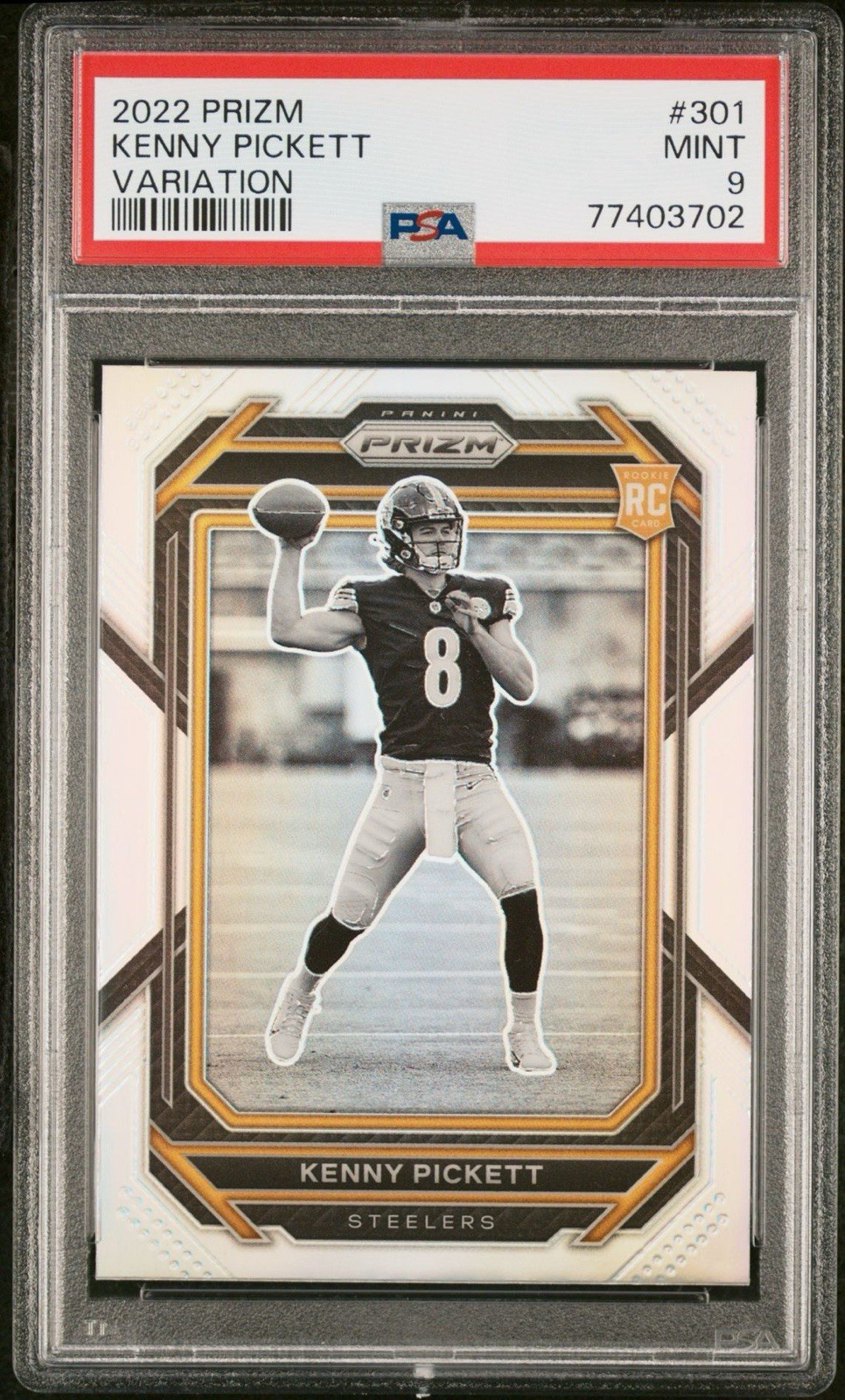 2022 Prizm Kenny Pickett Rookie Silver Variation #301 SP RC PSA 9 Mint Steelers