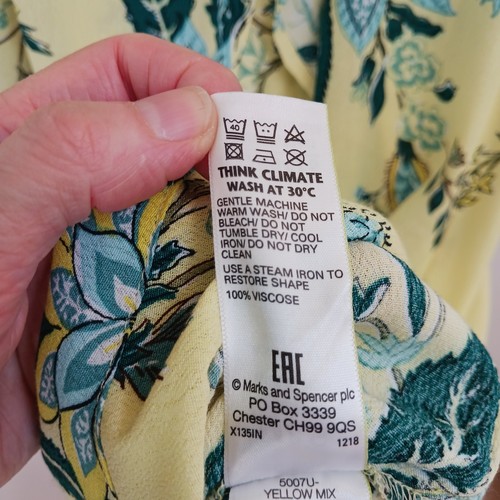 Vestido M&S Per Una Reino Unido 12 Nuevo con Etiquetas Amarillo Mantequilla Floral Imitación Envoltura Midi Ocasión - Imagen 15 de 17