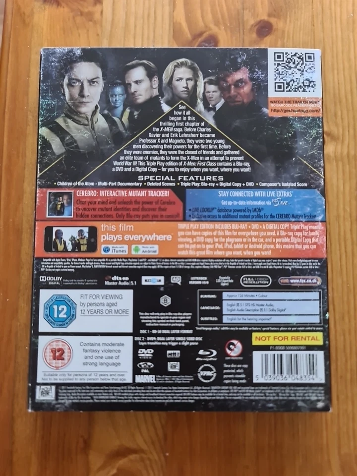 X-MEN FIRST CLASS+DAYS OF FUTURE PAST BLU RAY DISCS VGC - Image 3 of 4