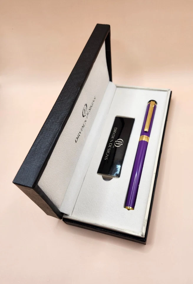 Pluma Estilográfica Dryden Designs - Púrpura en Caja Original con Tinta e Instrucciones Foto 2 de 4