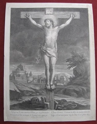 Jean Francois Daumont: Christus am Kreuz 1755/Christ Cross Print Kupferstich - Bild 1 von 4