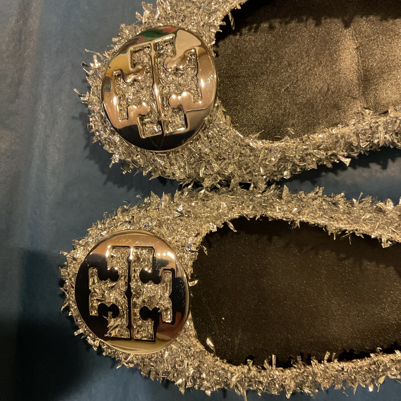 Tory Burch Minnie Travel ballet Flat In Silver Confetti Sz 7M New Without Box thumbnail 11