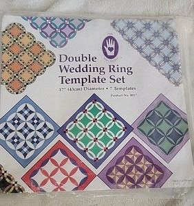 Vintage Double Wedding Ring Quilting Template and Quilting Kit With Fabric