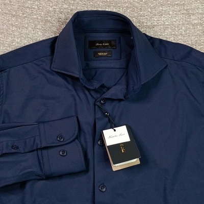 #ad #ad Porter amp; Ash Shirt Mens Kinetic Stretch Navy Blue Long Sleeve Office NWT $25.20