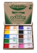 Crayola Classpack Non-Washable Markers, Fine, Assorted Colors, 200/Pack