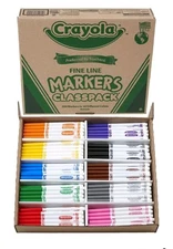 Crayola Classpack Non-Washable Markers, Fine, Assorted Colors, 200/Pack