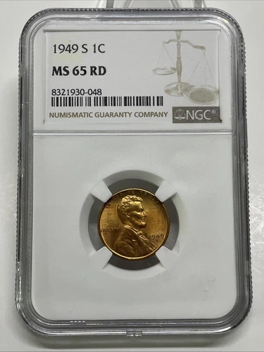 1949-S Lincoln Wheat Cent / Penny 1c NGC MS 65 RD