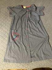 Smart Time Floral House Mumu Dress Large Blue Pink Heart Vtg 70s 80s