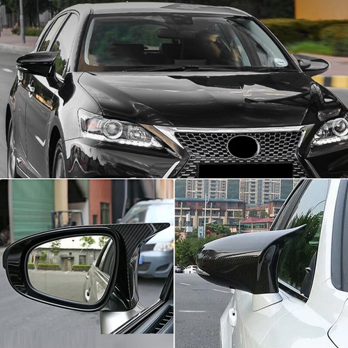 FOR 2014-2020 LEXUS IS200 300 350 M HORN CARBON FIBER SIDE MIRROR COVER CAP - Picture 2 of 11