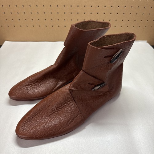 Medieval Brown Leather Re-Enactment Unisex Costume Boot EU 40 Men’s 7 Women’s 9 - Picture 3 of 10