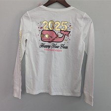 NEW Girl's Vineyard Vines Kids White and Gold Long Sleeve Shirt Medium