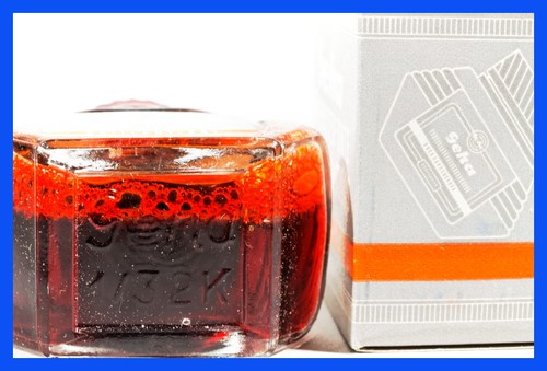 Rare GEHA unopened 1950's RED ink full NOS inkwell MidCenturyDesign Bakelite Lid - 第 3/3 張圖片