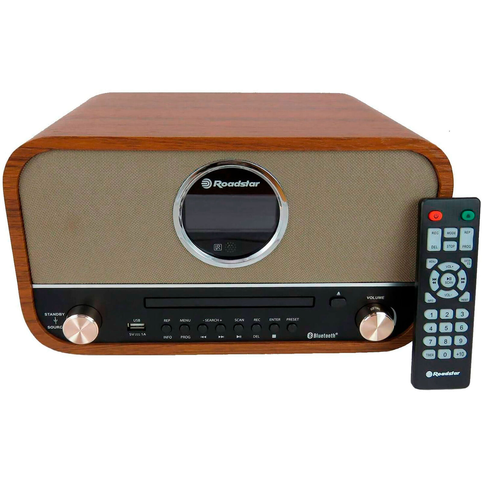 Equipo de Música Vintage, Radio Digital FM, Reproductor CD-MP3, Bluetooth, USB
