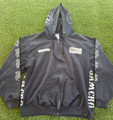 Sons of Anarchy President Men of Mayhem Biker Hoodie Zip Up Jacket Y2K XL SAMCRO