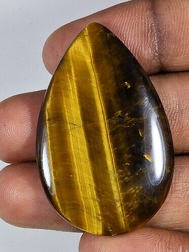 42Cts. Natural Brown Tiger Eye Pear Cabochon Loose Gemstone K466 - Picture 1 of 8