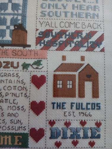 Handmade Southern cross stitch framed and matted wall hanging Neatly Stitched - Picture 5 of 11