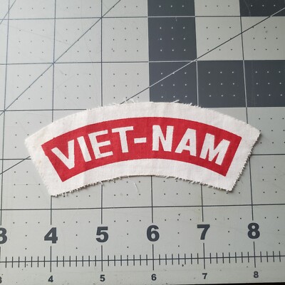 Vietnamese Made ''Viet-Nam'' Printed Tab Novelty Patch US Army/Navy/USAF/USMC