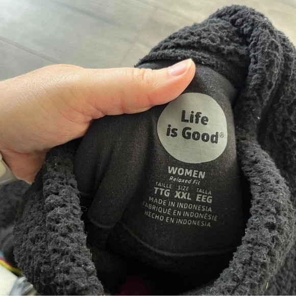 Life is Good Womens Sherpa Vest Black Colorful Hem Size XXL — 第 3/4 张图片