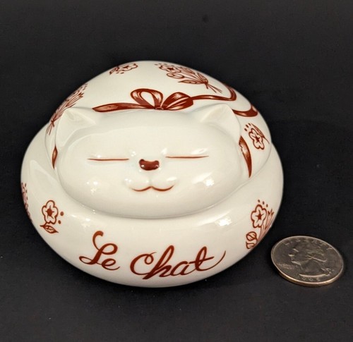 Vintage Prestige Place “Le Chat” Happy Cat Porcelain Jelewry Trinket Box - 第 1/13 張圖片