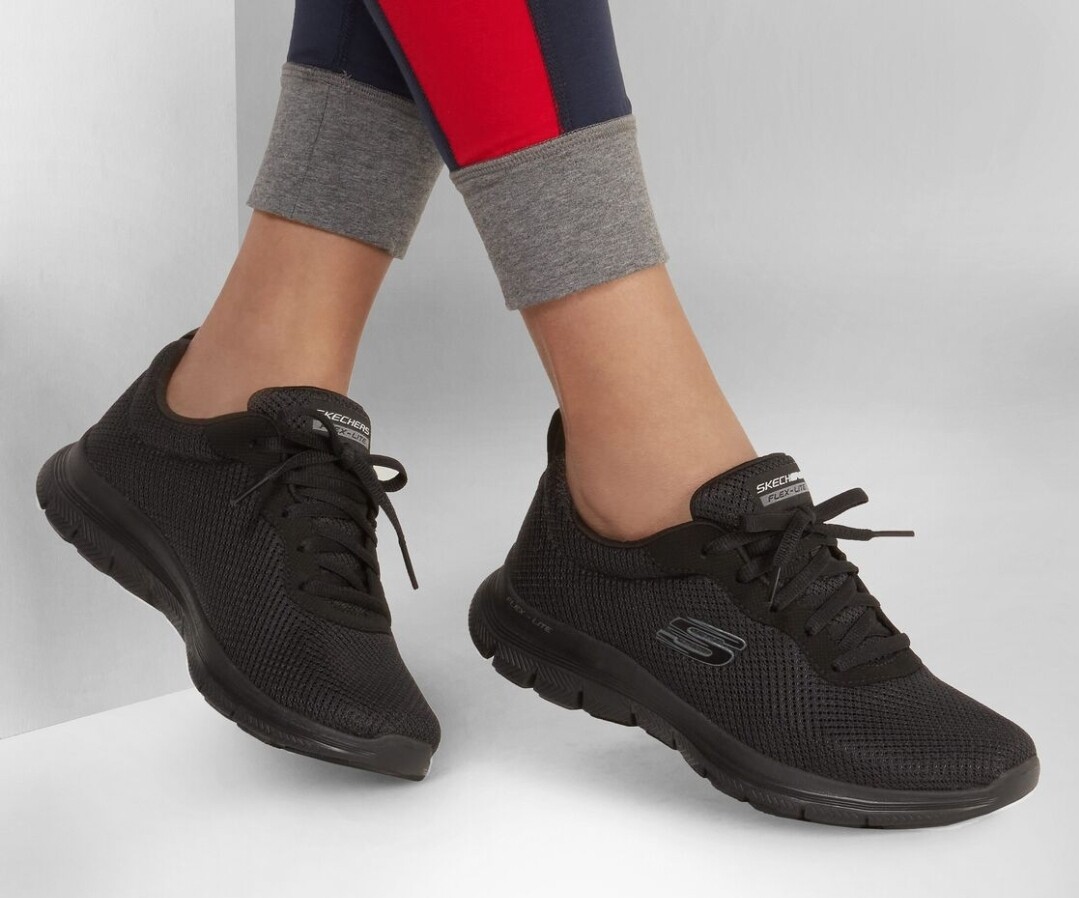 SKECHERS Flex Appeal Brilliant Womens Black Comfort Trainers  NEW!