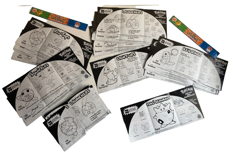 22 Pokemon '99-2000 Burger King Kids Meal Inserts Instruction Booklets VTG MIXED