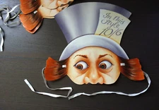 Mad Hatter Alice in Wonderland Paper Mask by Mamelok Press, Damaged (Bent Tips)