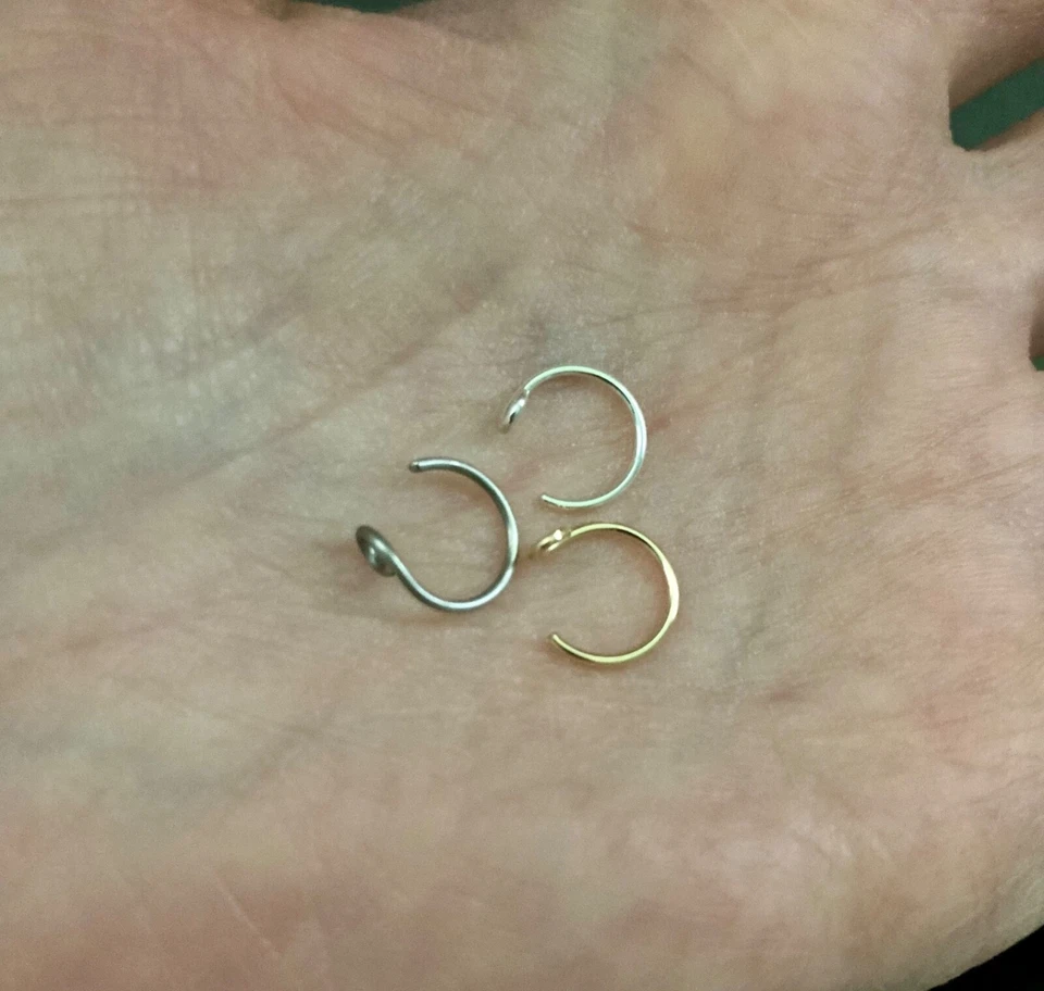 Clip en anillos piercing nariz falsos, juego de 3 anillos nariz sintética, anillo nariz falso Foto 2 de 4