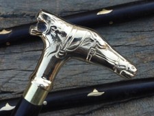 Nautical Brass HORSE Handle Wooden Victorian Walking Stick Cane Beautiful Gift