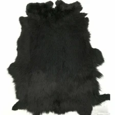 1X Black Rabbit Hide Pelt Fur Skin Tanned Natural Leather For DIY Craft Material