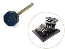 Yost No.1 Typewriter Black A Key Antique Schreibmaschine Part Vtg Keytop thumbnail