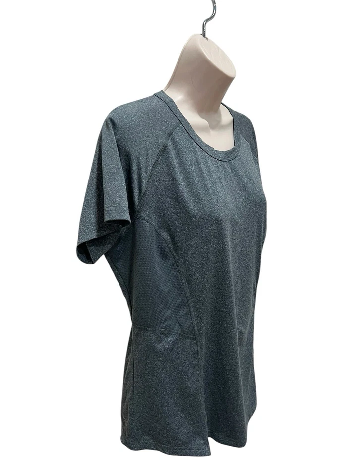 Danskin Now Dri More Active женские облегающие вересковый серый для тренировок с коротким рукавом - Изображение 3 из 4