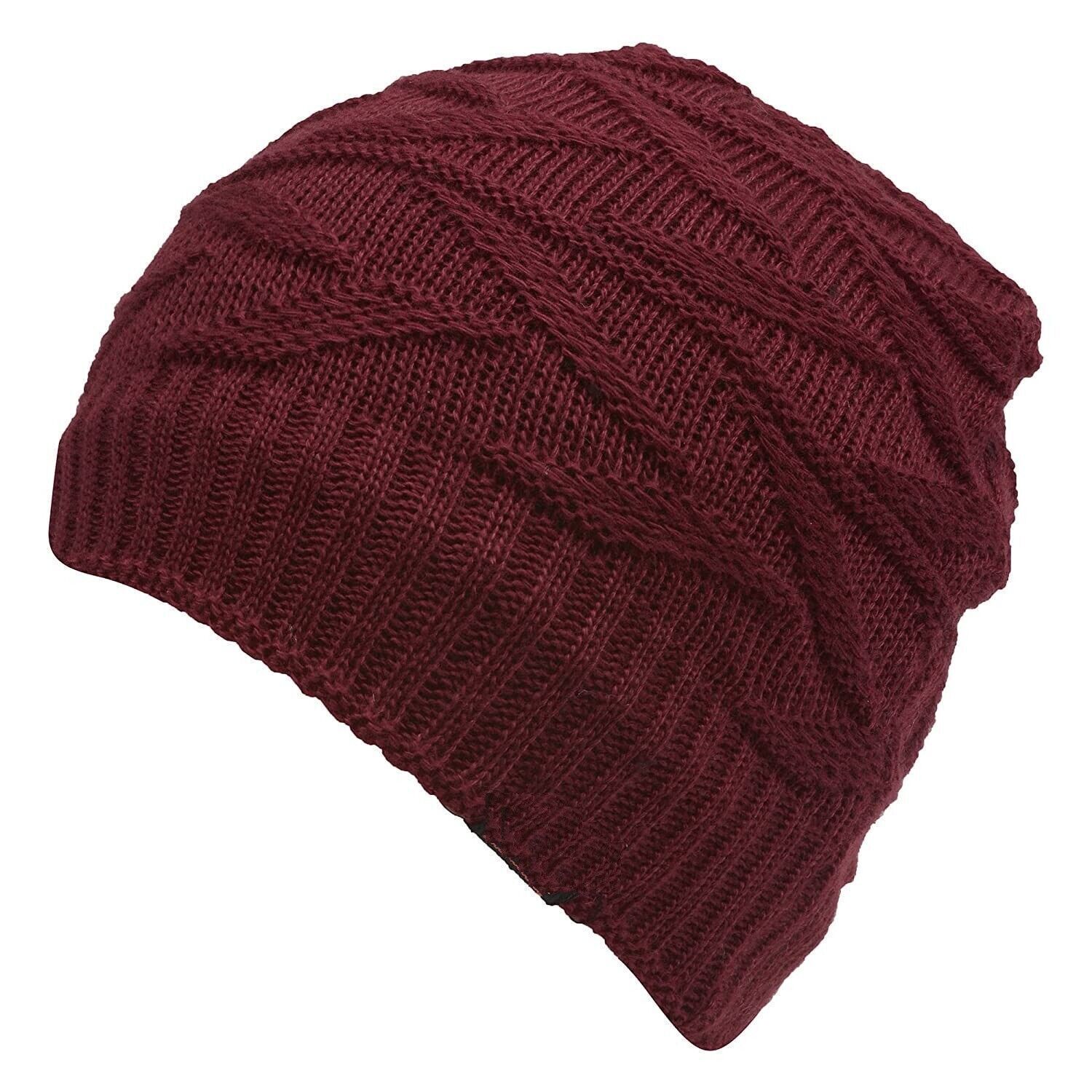Maroon Wool Skull Cap Unisex Free Size Stylish Winter Q763