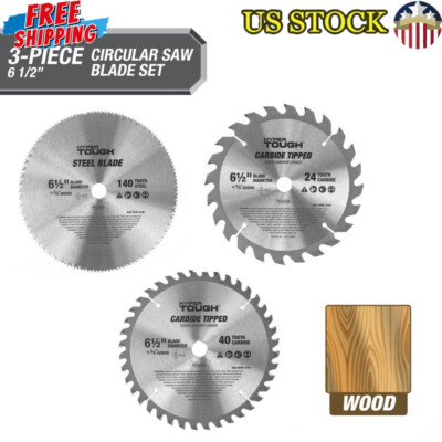 3 Piece DIY Enthusiast's Toolbox Circular Saw Blade Set Precise Cuts Woodworking