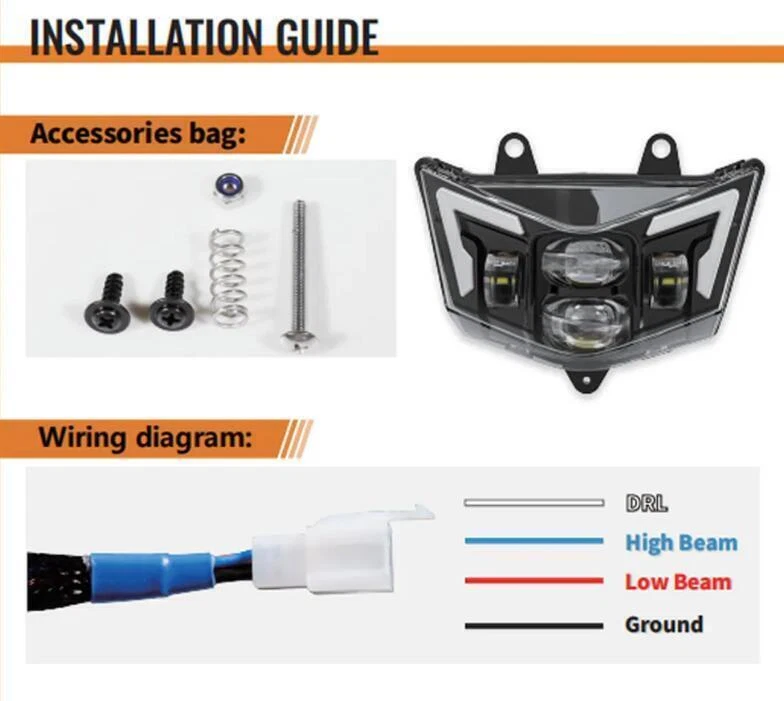 Faro LED para Kawasaki KLX300 KX250 KLX140 KLX230R KLX300R con carenado verde Foto 2 de 4