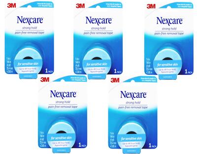 Nexcare Strong Hold Tape, Hypoallergenic  1 In x 4 Yds 5 Roll  Pain-Free Removal