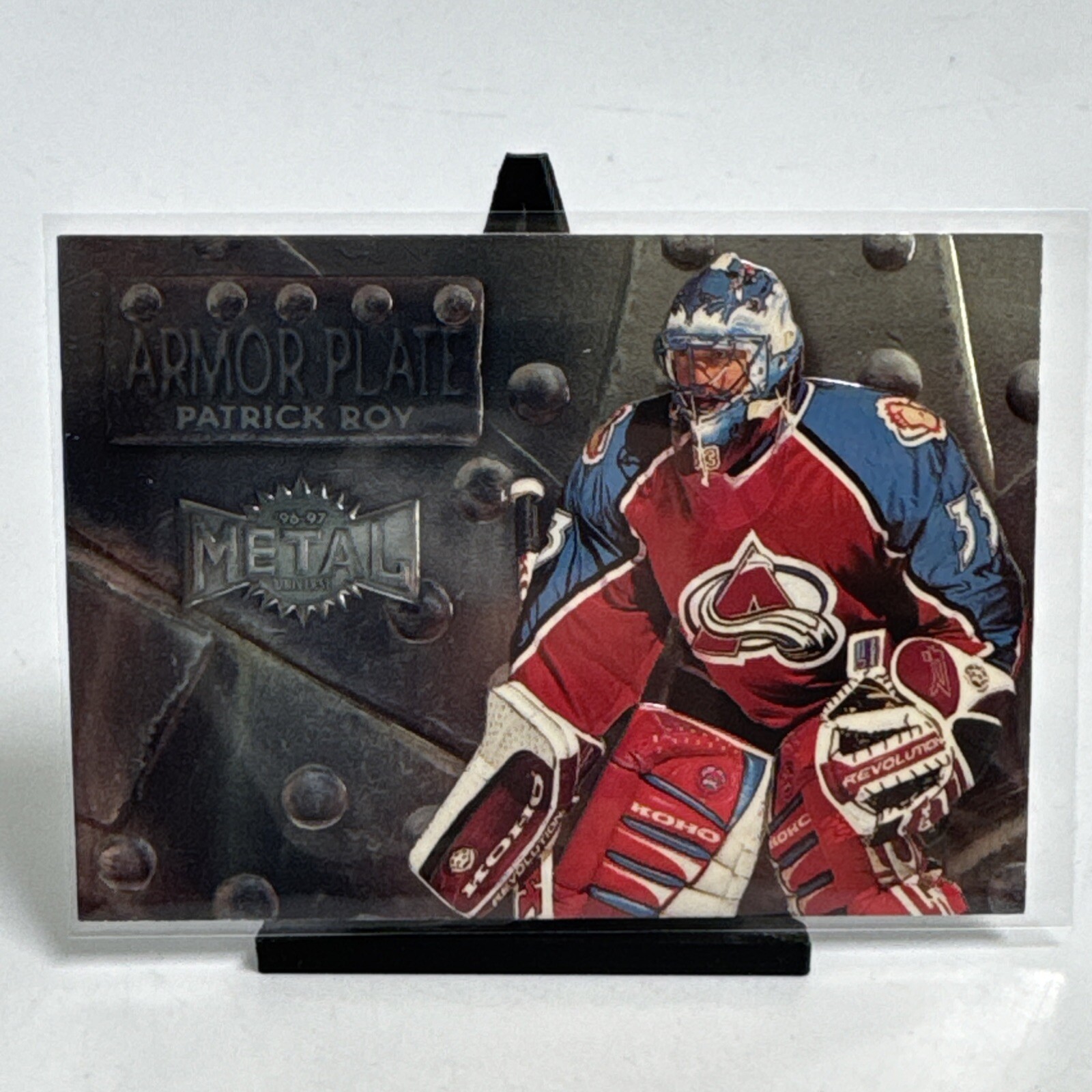 1996-97 Fleer Metal Universe Armor Plate Patrick Roy #11 RARE NM-MINT Card NHL