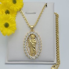 Colgante San Judas Chapado en Oro 14K con Cadena Medalla San Judas Oro laminado